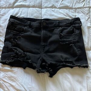 American Eagle Black High-Rise Shortie Denim Shorts
